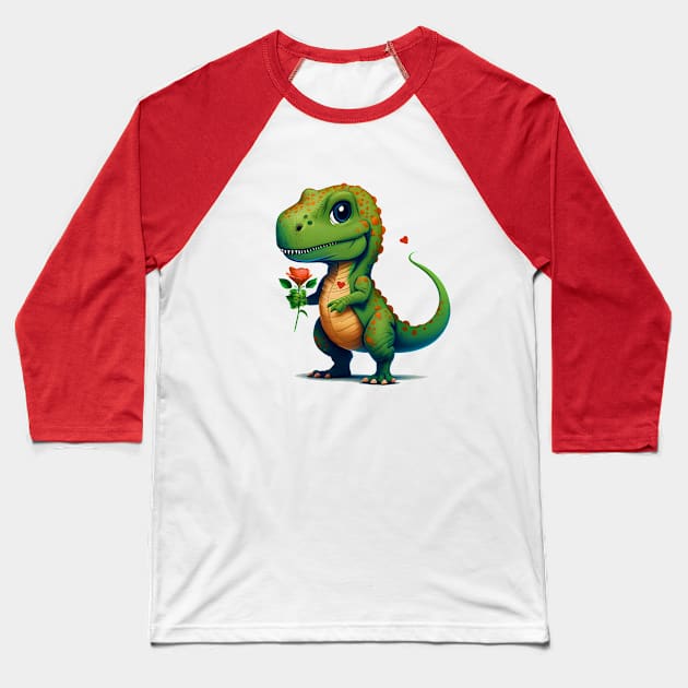 T Rex Dinosaur For Girls Kids Cute Baseball T-Shirt by Pine Hill Goods